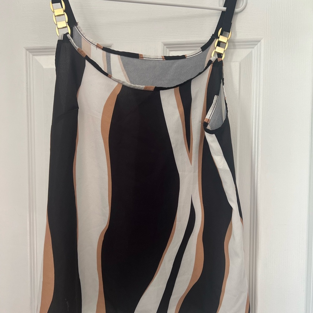 Stylish Black and Tan Striped Top